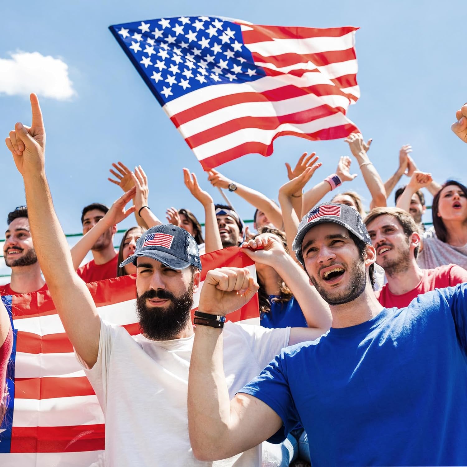 Jecery 4 Pcs American Flag Baseball Cap for Men Women Unisex Vintage Embroidery Washed Cotton Adjustable Breathable Mesh - Image 6