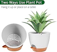 Vista 5 de GARDIFE maceta colgante, macetas colgantes de 8 pulgadas para plantas de interior y exterior, maceta con riego automático, paquete de 2 macetas