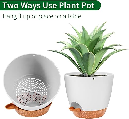 Miniatura 5 de GARDIFE Maceta colgante, macetas colgantes de 8 pulgadas para interiores. Plantas de exterior, maceta de riego automático, paquete de 2 macetas