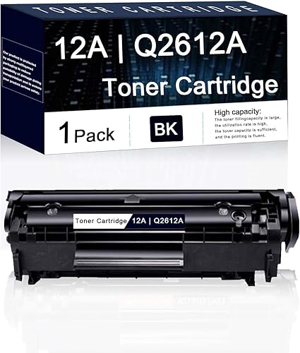 Paquete de 1 cartucho de tóner negro 12A  Q2612A compatible con impresoras HP Laserjet Pro 1022 1018 Pro 3052 MFP 3055 MFP 3050 MFP 3030 MFP M1319f