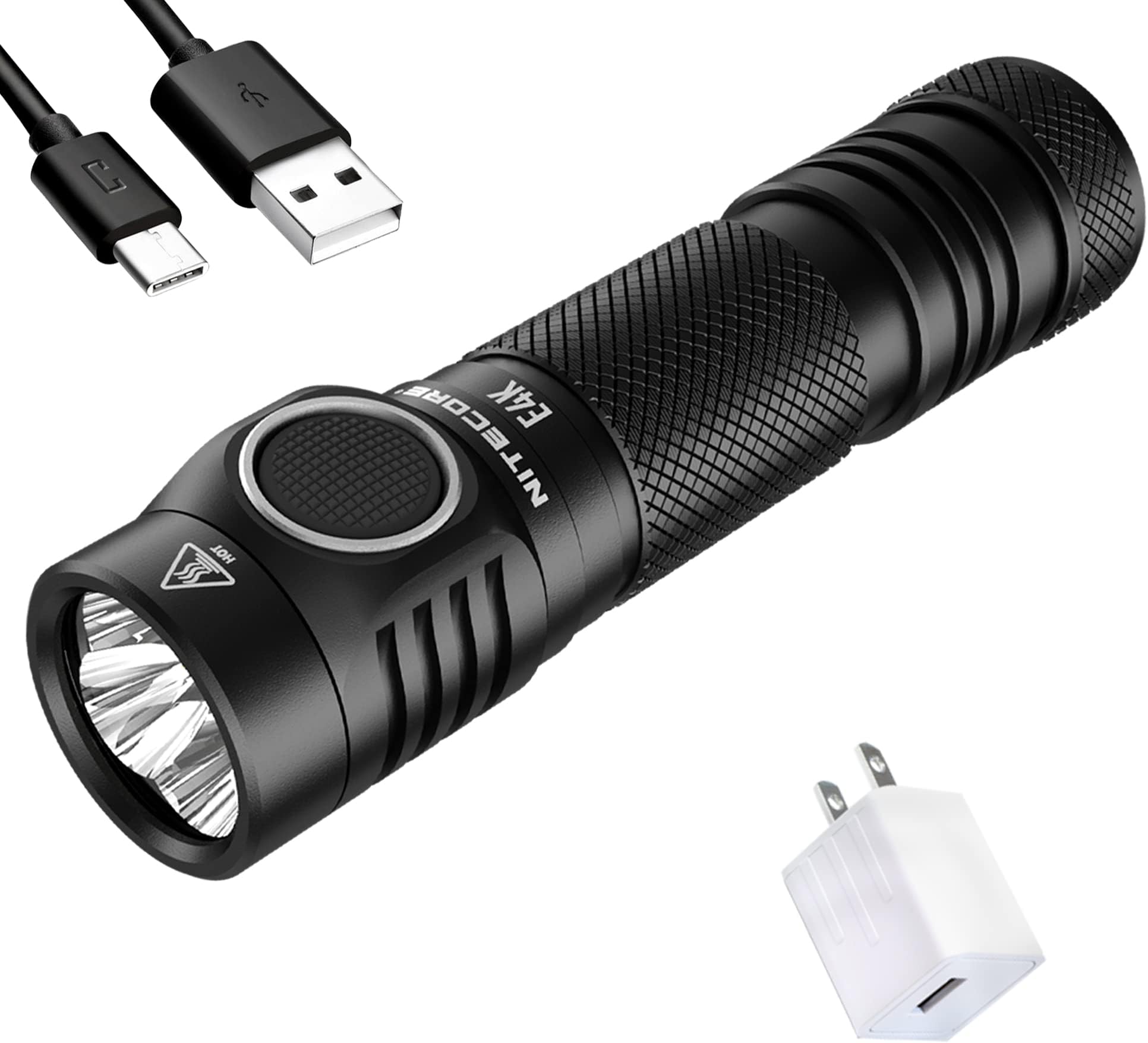 Nitecore E4K 4400 Lumens EDC Compact High Power Rechargeable Flashlight with a LumenTac Charging Adapter