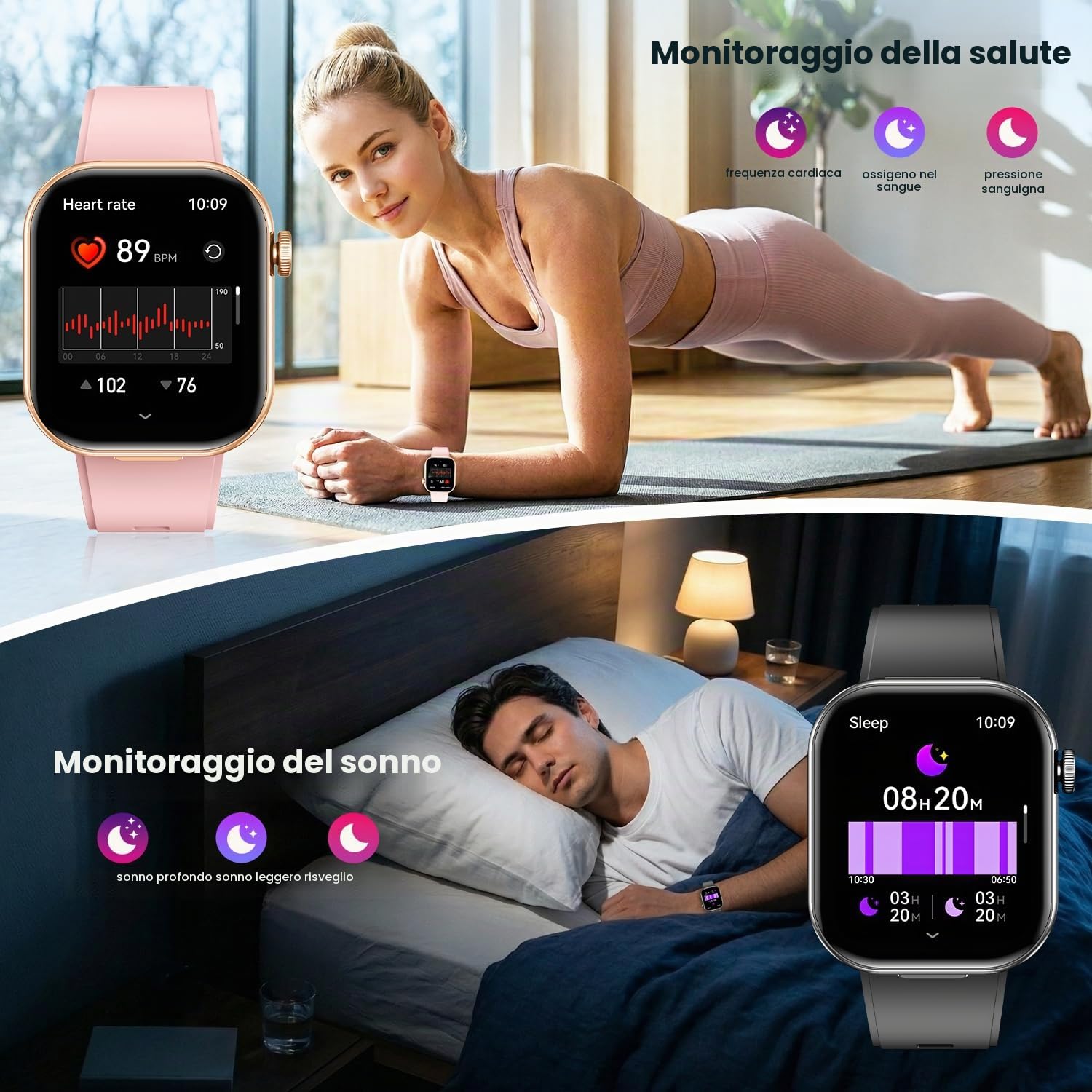 Smartwatch Donna Uomo con Auricolari Bluetooth: 2.02" Orologio Smart Watch Effettua Risposta Chiamate 100 Modalità Sportive Fitness Tracker IP67 Impermeabile WhatsApp Notifice Compatibile Android iOS