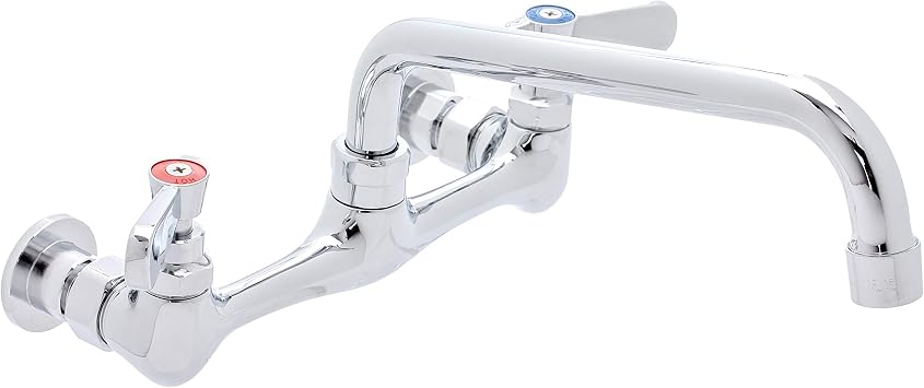 DuraSteel Commercial Sink Faucet - NSF No Lead 8 Center Commercial Wall Mount Faucet Kitchen with 8 Inch Swivel Spout - Lever Handle - Industrial Restaurant Kitchen Utility Prep Sink Mounted Faucets