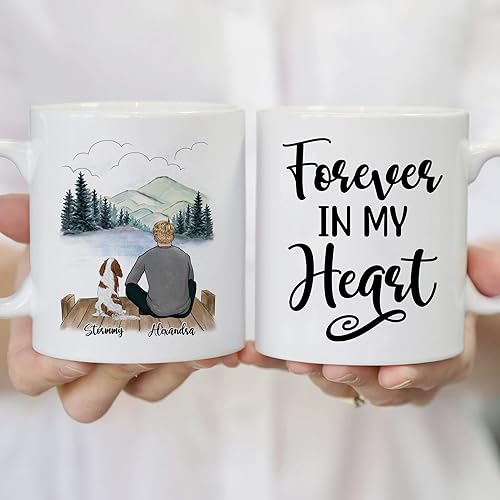 Miniatura 4 de Gossby Taza personalizada para papá con perro, Forever in My Heart, regalo personalizado para hombres amantes de los perros con diseño, nombres,