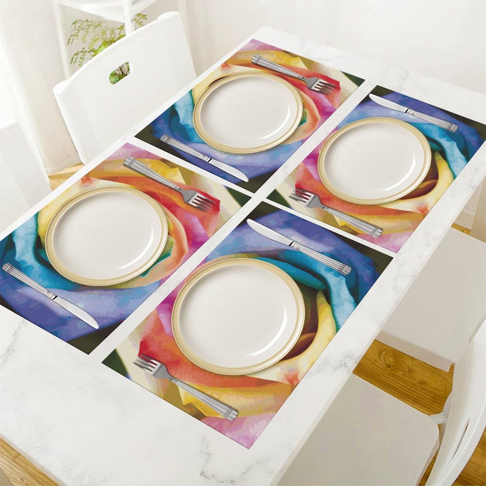 Set di 6 tovagliette all'americana in PVC, lavabili, resistenti al calore, antiscivolo, impermeabili, per interni ed esterni, tavolo da pranzo, cucina, vacanze, feste, 6 pezzi