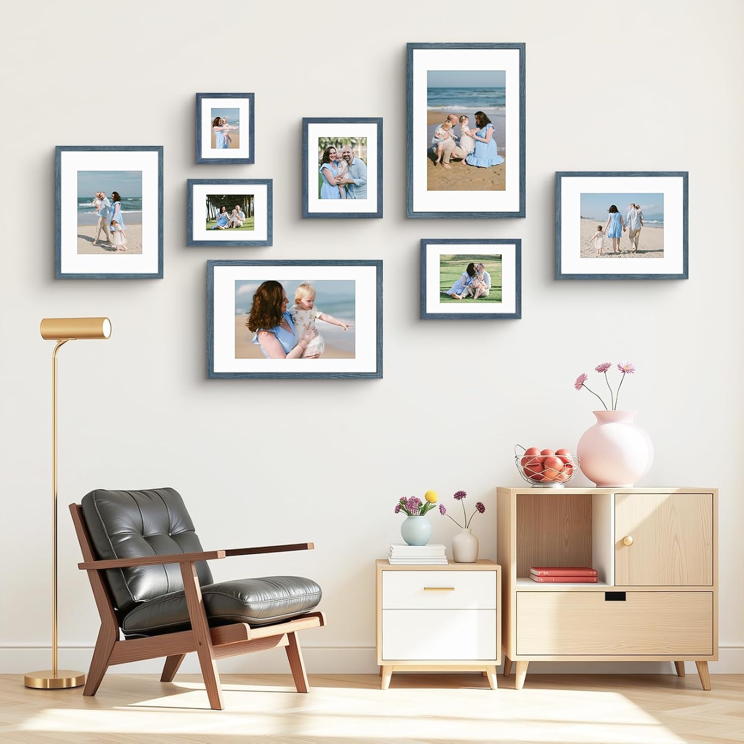 Golden State Art, 16X24 Picture Frame with Mat for 12X18 - High Definition Glass Wall Mounting Horizontal Vertical Display (Blue, 1 Pack)
