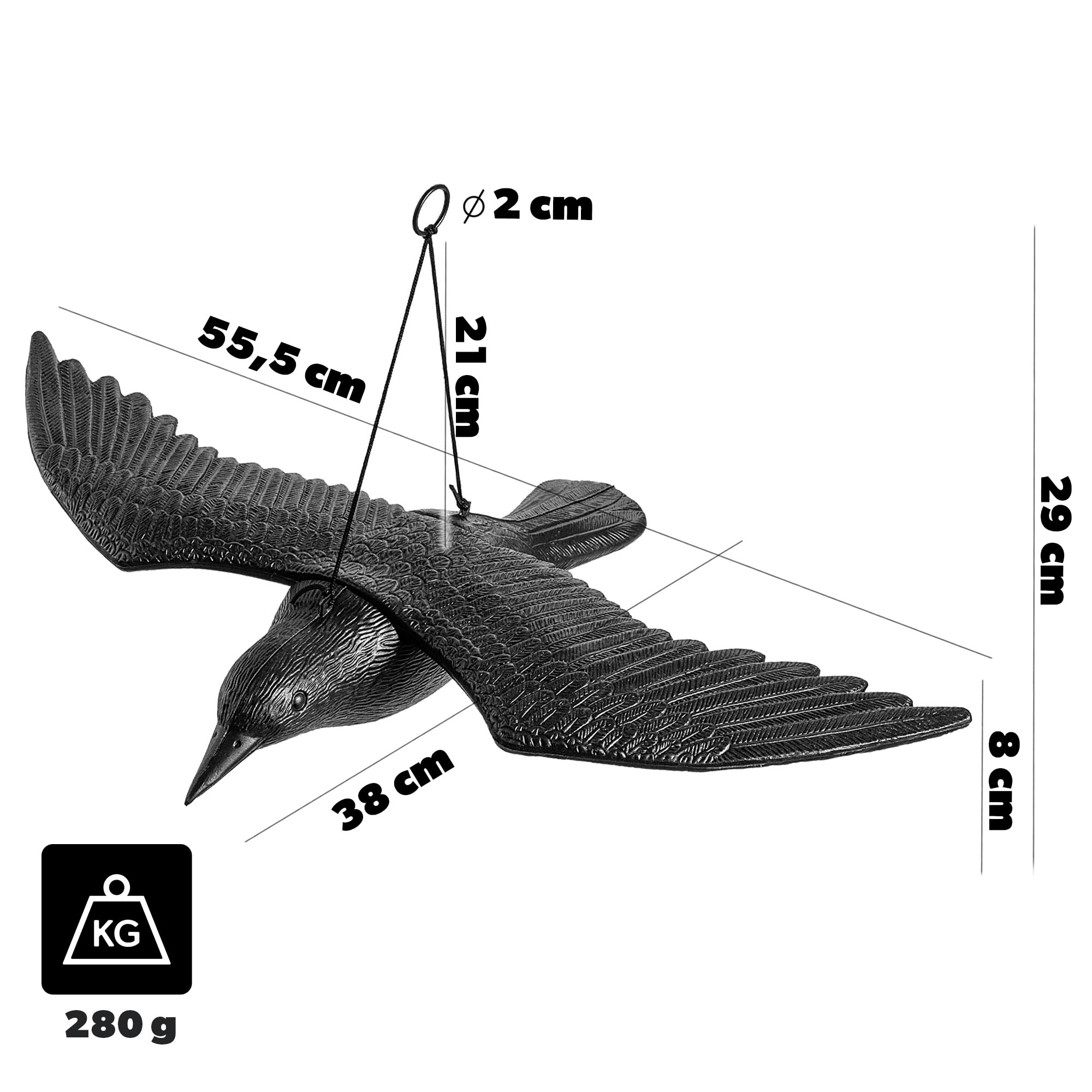 KADAX Corvi Scaccia Piccioni, Uccelli Finti Spaventa Passeri, Dissuasori per Uccelli, Deterrente in Plastica, Spaventapasseri da Balcone, Anti Piccioni (2)