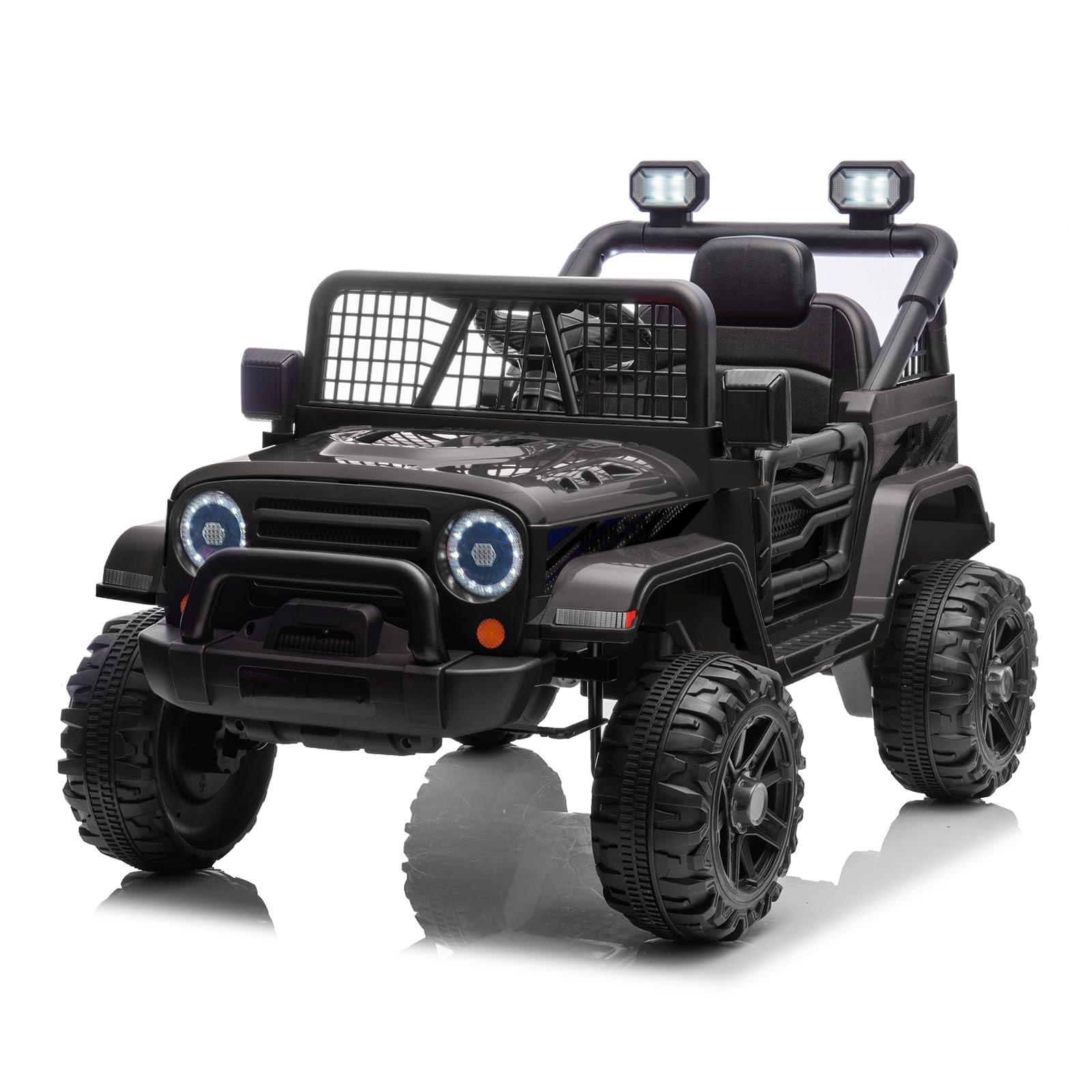CoolGrows Ride on Car, Electric Cars for Kids, 12V Electric Ride-on Toy with Remote Control, LED Lights, Music, Radio, 2 Speed Modes Smooth Start for 3-6 Years Old, Max Weight 25KG - Black โ image 1