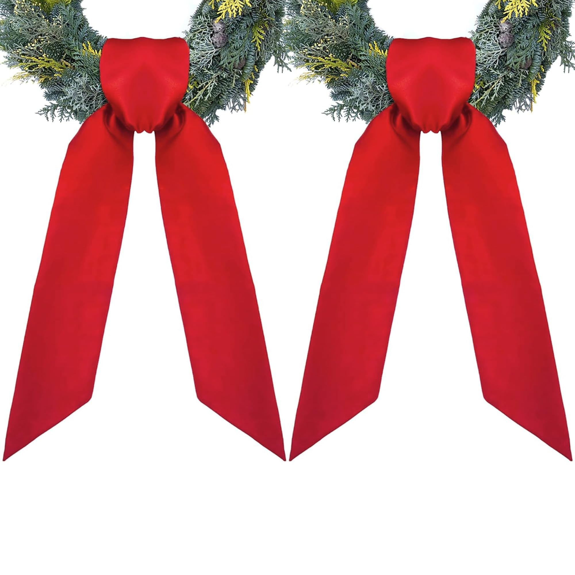 RunNico 2 Pack Front Door Wreath Blank Sash - 3.3" W x 52.8" L Red Plain Wreath Accessories for Christmas Halloween Party Yard Wall Doorway Outdoors Decoration