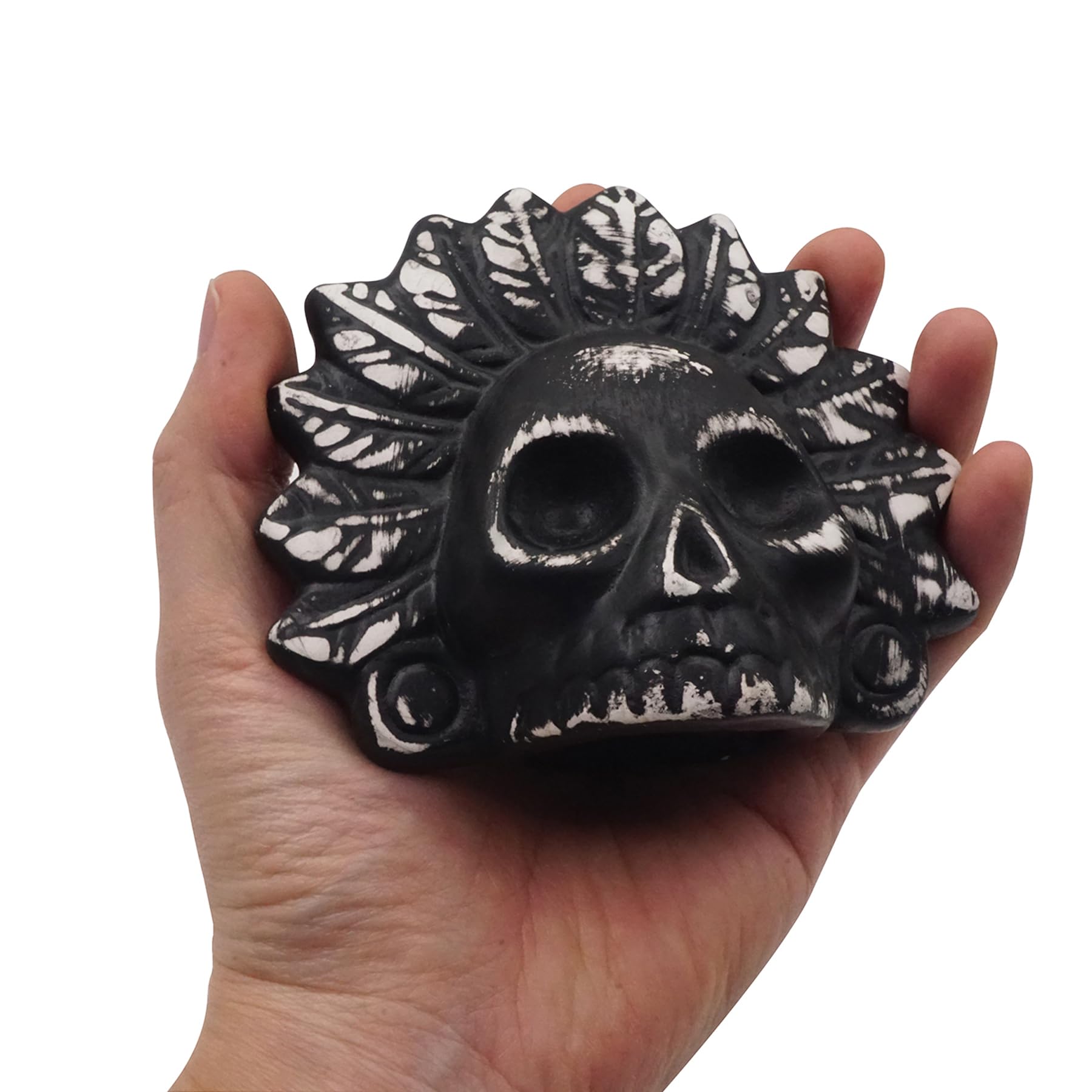 Aztec Death Whistle, 126dB+ Menschliche Schreie, Halloween-Thema Party Schädel Pfeife Mensch laut Schreiend Azteken Krieg Pfeife (Schwarz und Weiß)