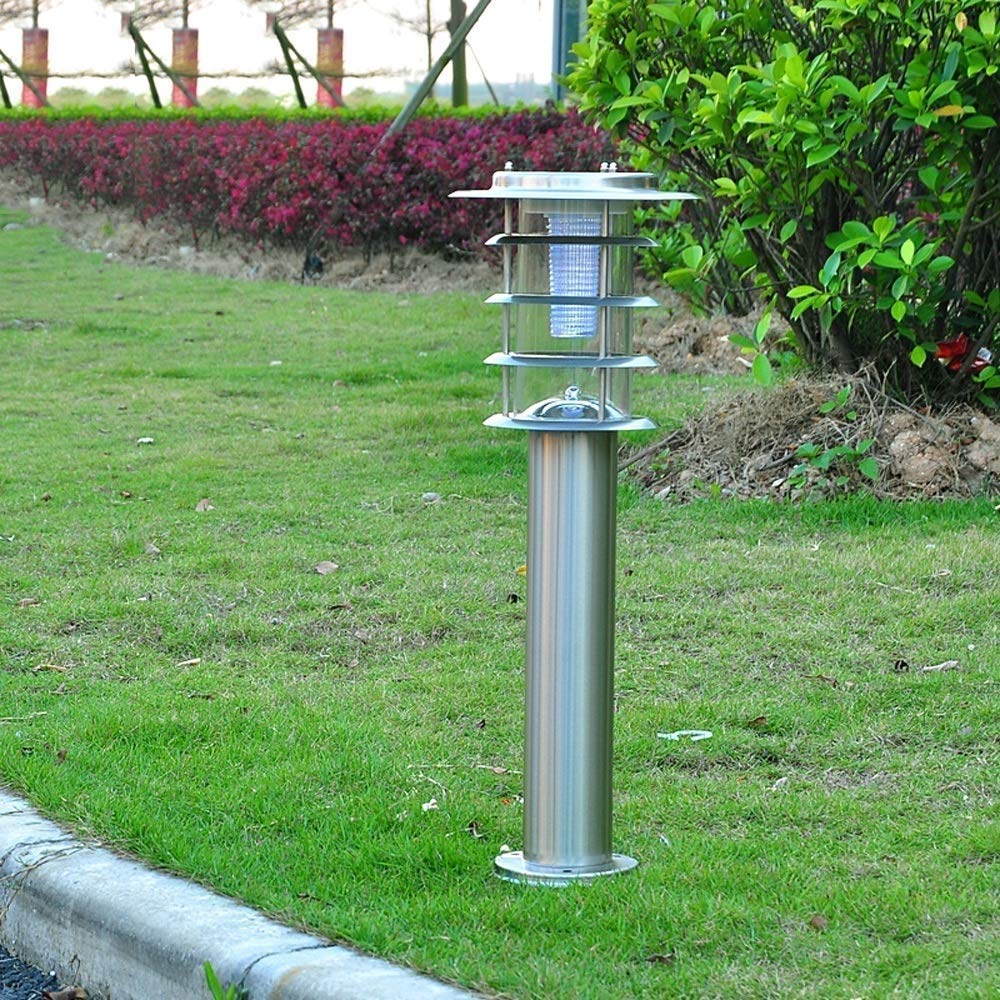 Luci solari da Prato per Esterni IP54 Impermeabile in Acciaio Inossidabile Paesaggio Giardino Pilastro Lampada a Colonna Luci a induzione Villa Via Corridoio Corridoio Decor Ombra acrilica Lanterna
