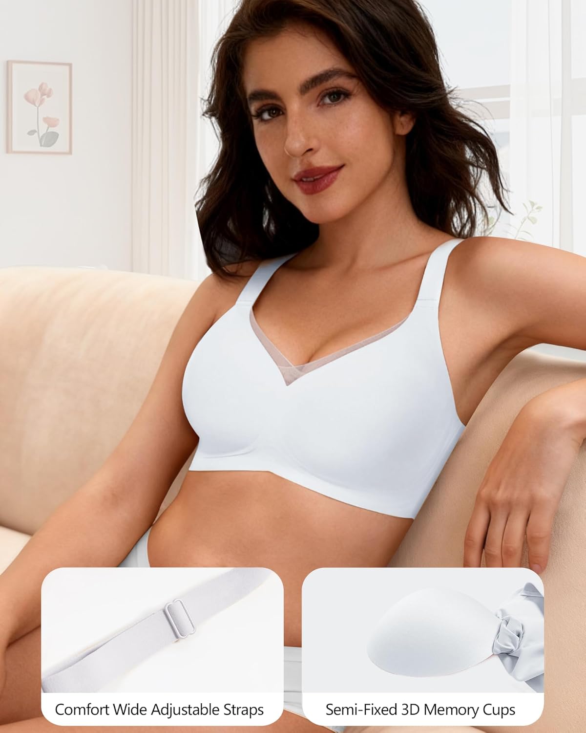 Comfortable Wireless Bras for Women Seamless Padded Push Up No Show Bra with Support - Image 3