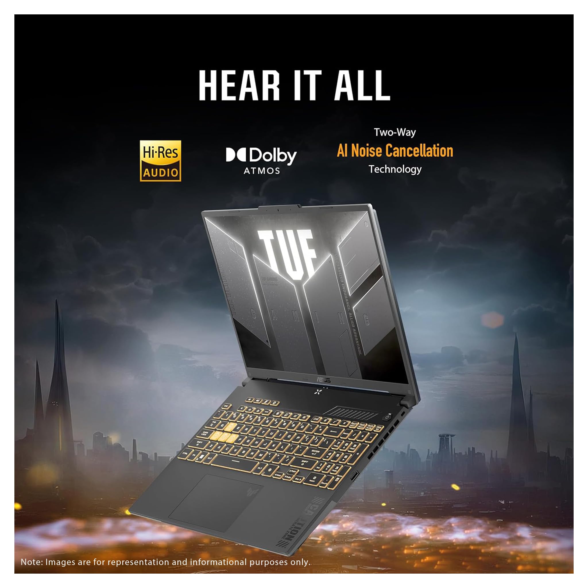 ASUS TUF F16 Gaming Laptop, Intel 5-210H, 32 GB DDR5 RAM, 2 TB PCIe SSD, 16'' FHD+ (1920x1200, WUXGA) 144Hz IPS Display, Nvidia G-Force RTX 4050, 1-Zone RGB Retroilluminato, W11 Home, Mecha Gray