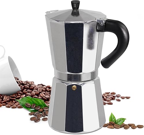 Cafetera italiana de aluminio de 12 tazas de 20.3 fl oz, cafetera italiana, cafeteras de café expreso, olla de moca, cafetera greca para estufa