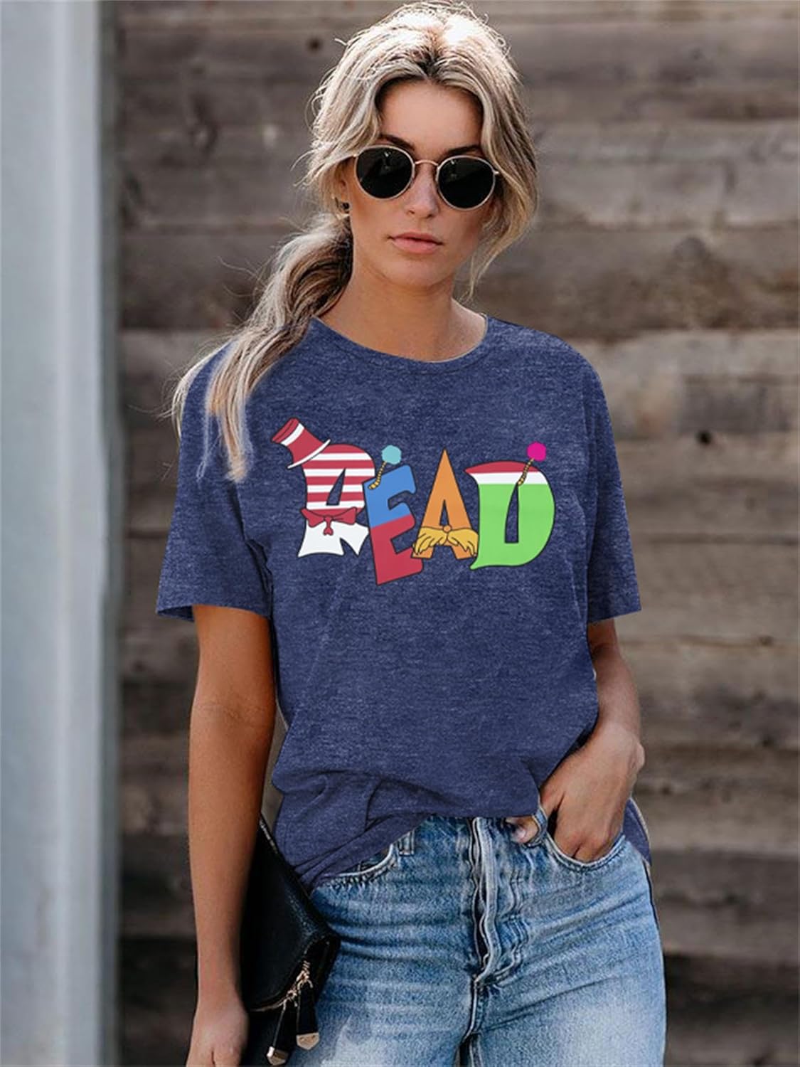 Read Shirt for Women Reading Book T Shirt Book Lover Tee Funny Teacher T-Shirt Causal Short Sleeve Tops - Image 5