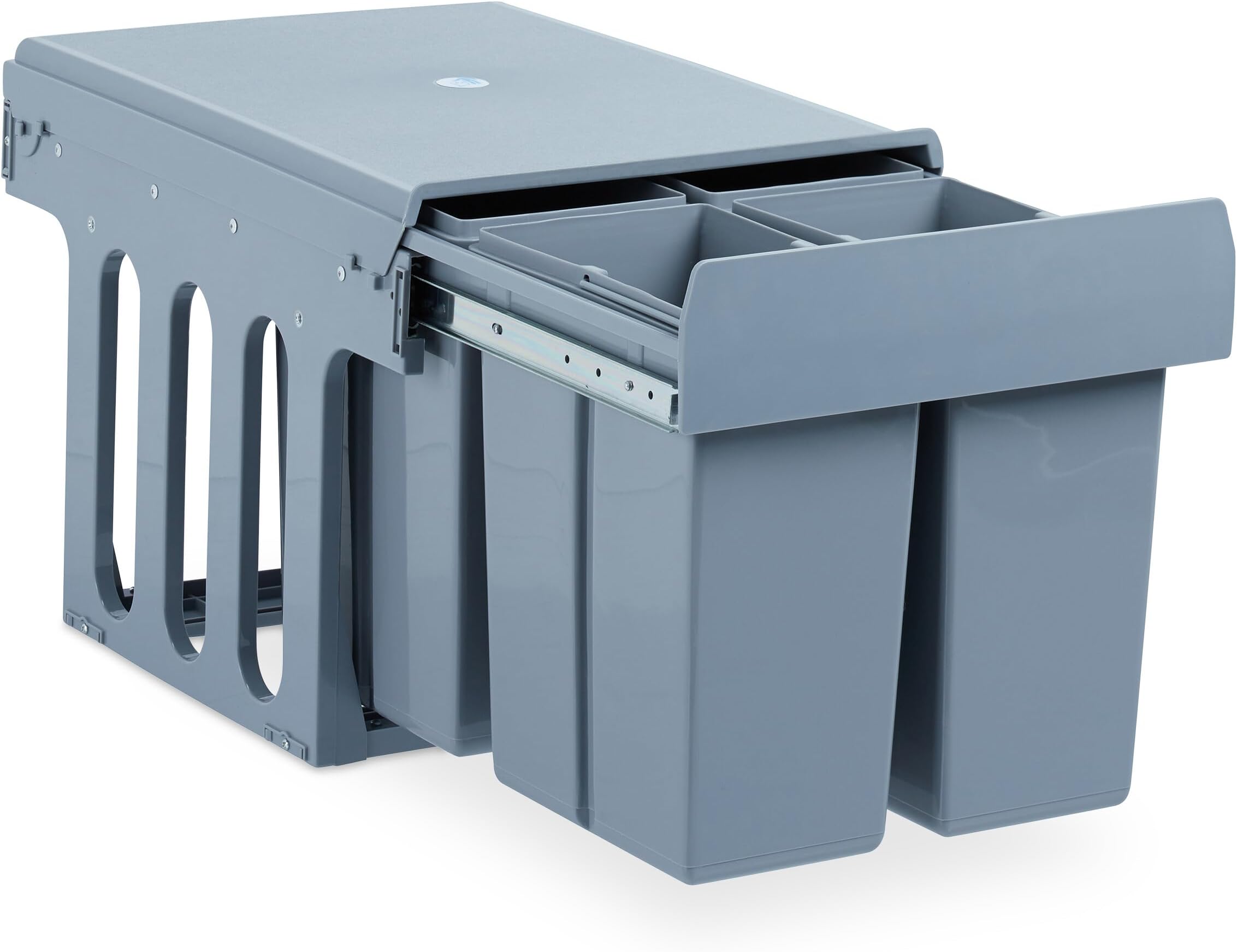 Relaxdays Pattumiera Estraibile Con 2 Secchi Da 8L - Per Sotto Lavello, Nero | Raccolta Differenziata Compatta - Foto 4