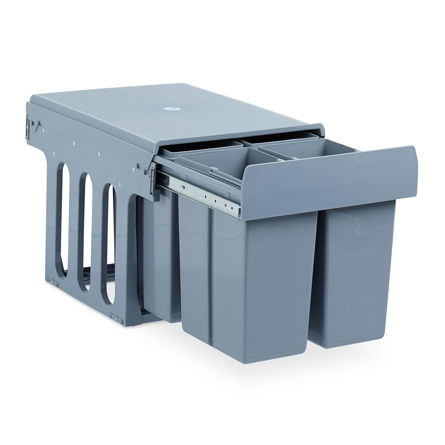 Relaxdays 10027288 Built-in Waste Bin for Kitchen/Kitchen/Cabinet/Waste System / 4 x 8 litres/Height 35 x 34 x 48 cm/Plastic/Grey