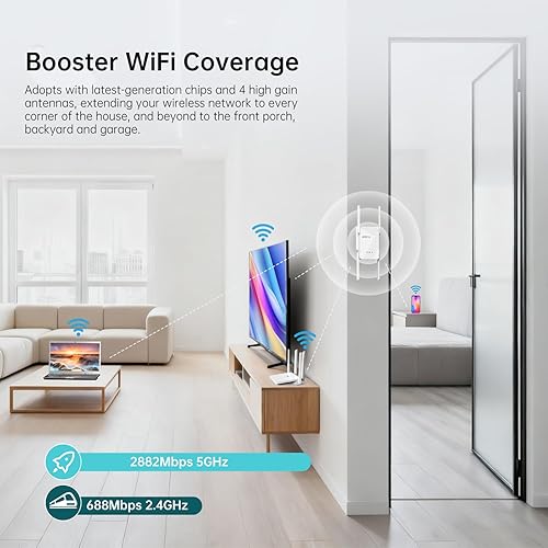 Miniatura 9 de 2026 BE3600 WiFi 7 Extenders Signal Booster for Home, Dual Band Internet Booster Signal Amplifier with Gigabit Ethernet Port  10000 sq.ft Long Range
