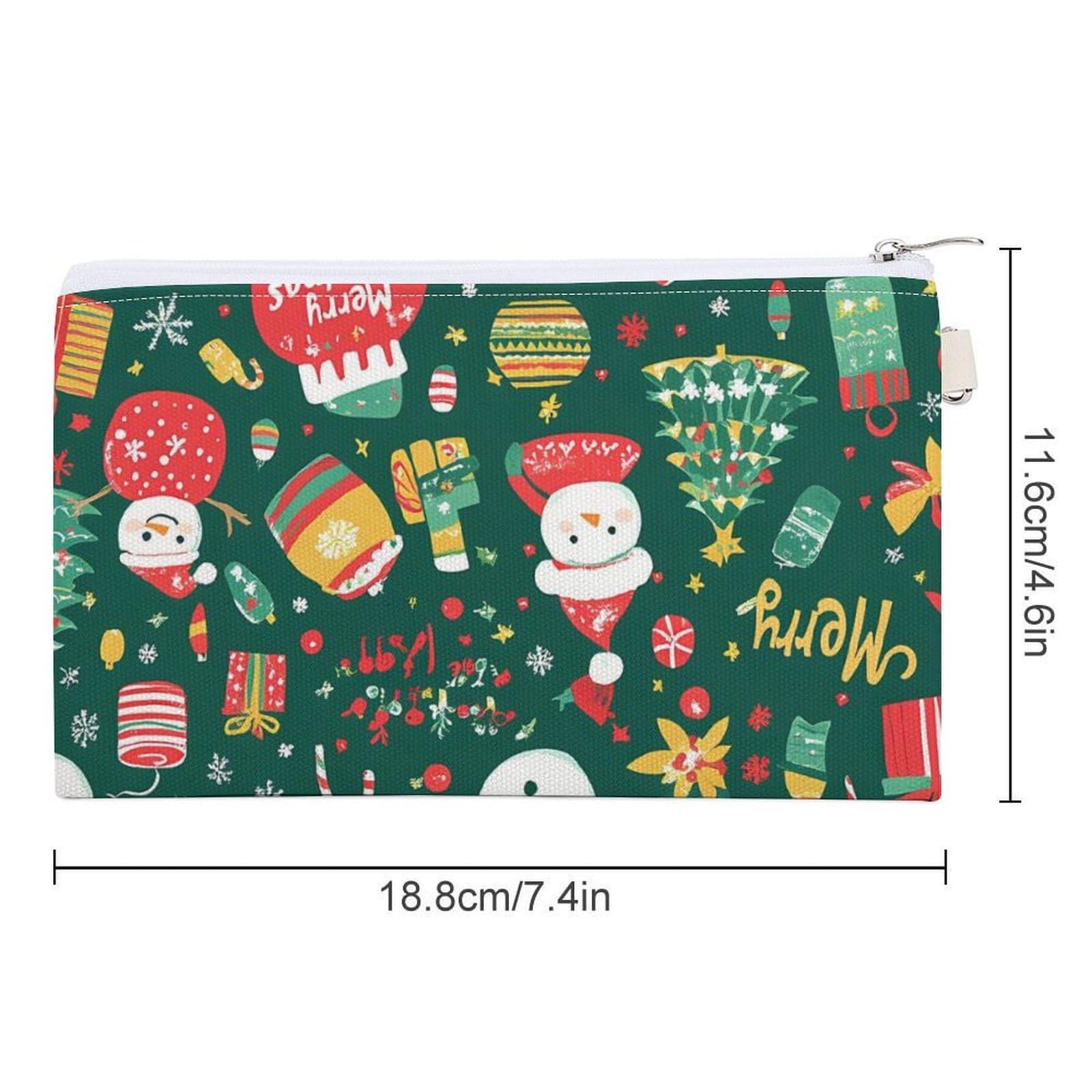 Merry Christmas Tree Snowman Gift Cute Coin Purse Travel Small Makeup Bag Pencil Pouch 7.4 × 4.6 Inch