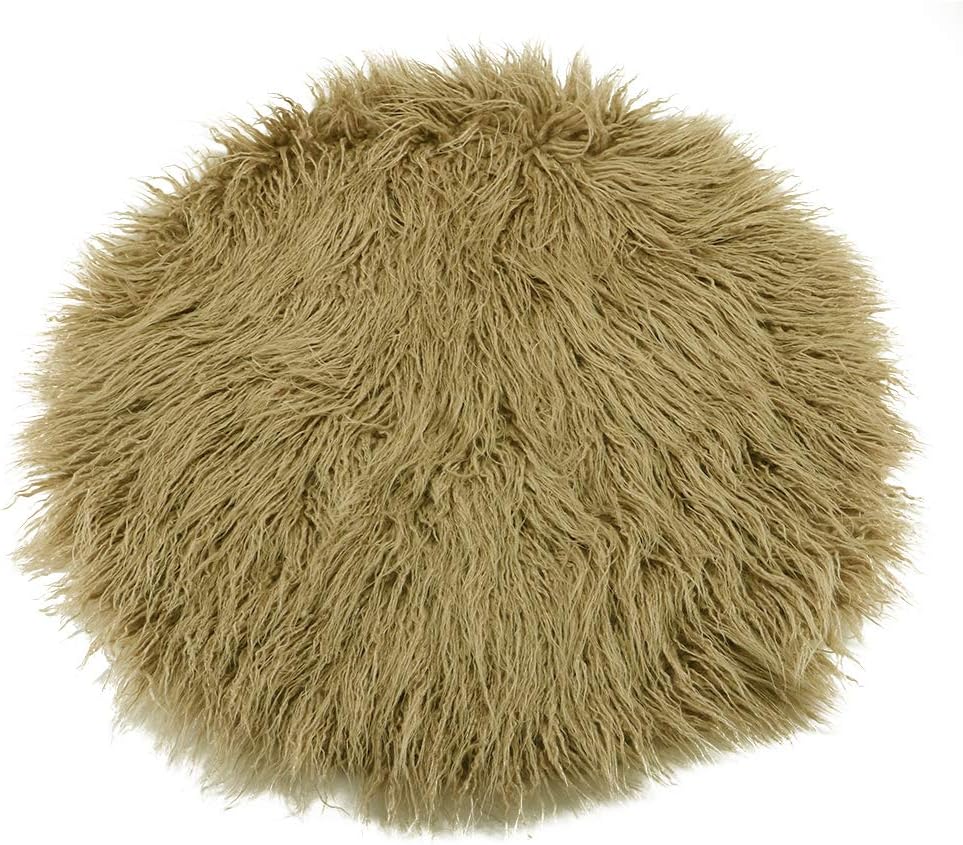 D&J DON&JUDY Newborn Photo Props Faux Fur Round 23.6 inch Soft Baby Boy Girl Photo Blanket Studio Photo Mat (Camel)