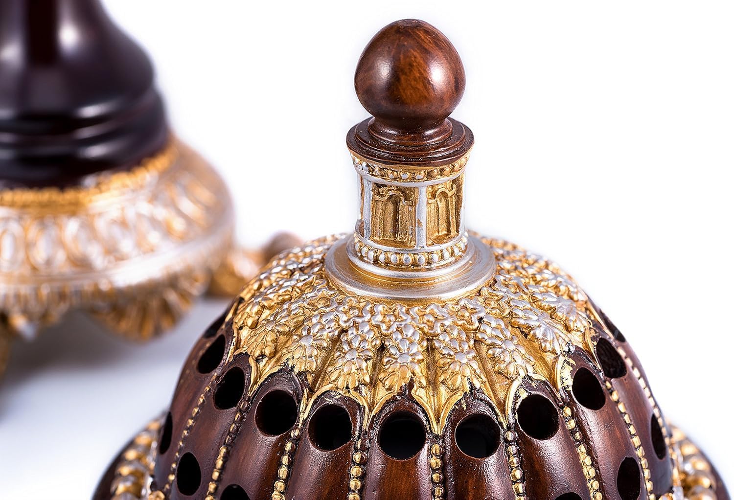 AM Lux Globe Incense Burner - Bakhoor Cone Holders | Insence bukhoor Burners| Frankincense Burner Charcoal | Mabkhara | for Office & Spiritual Décor (Globe Brown)