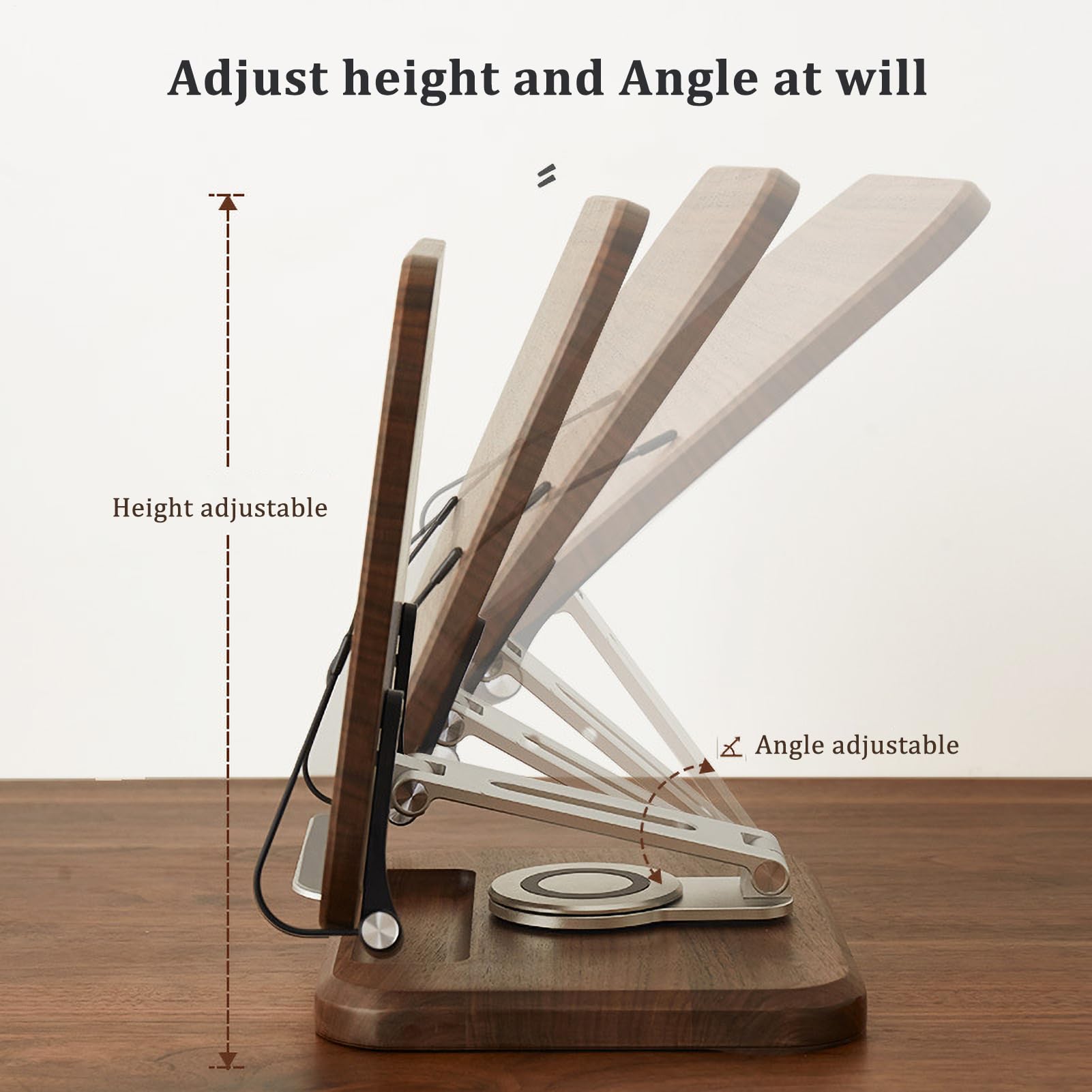 Supporto per libri, supporto a manuali | Supporto per libro di lettura del | libro di cucina - Supporto per manuale regolabile in altezza e angolo, con graffette, per computer portatile, tablet da libro