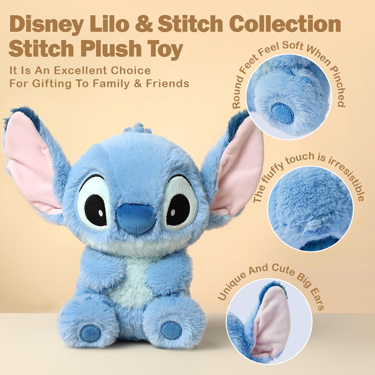 MINISO Disney Lilo & Stitch 9.1" Super Soft Plush Toy - Cute Collectible Stitch Stuffed Animal Gift for Kids, Boys, Girls, Adults & Disney Fans (9'' Stitch Plush Toy)