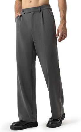 Tapata Mens 28/30/32 Inseam Casual Dress Pants Pleated Old Money Wide Leg Baggy Slacks Relaxed Fit Trousers