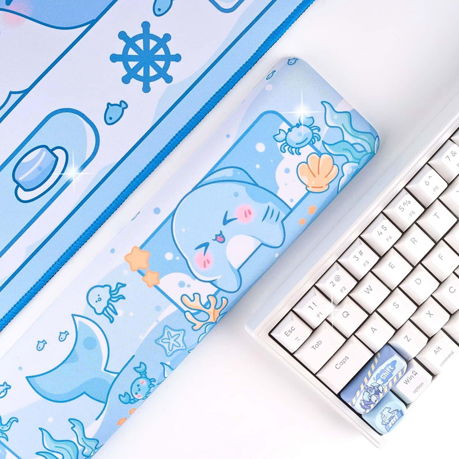 BelugaDesign Shark Wrist Rest | Cute Kawaii Anime Pastel Blue Wrist Pad - View #5