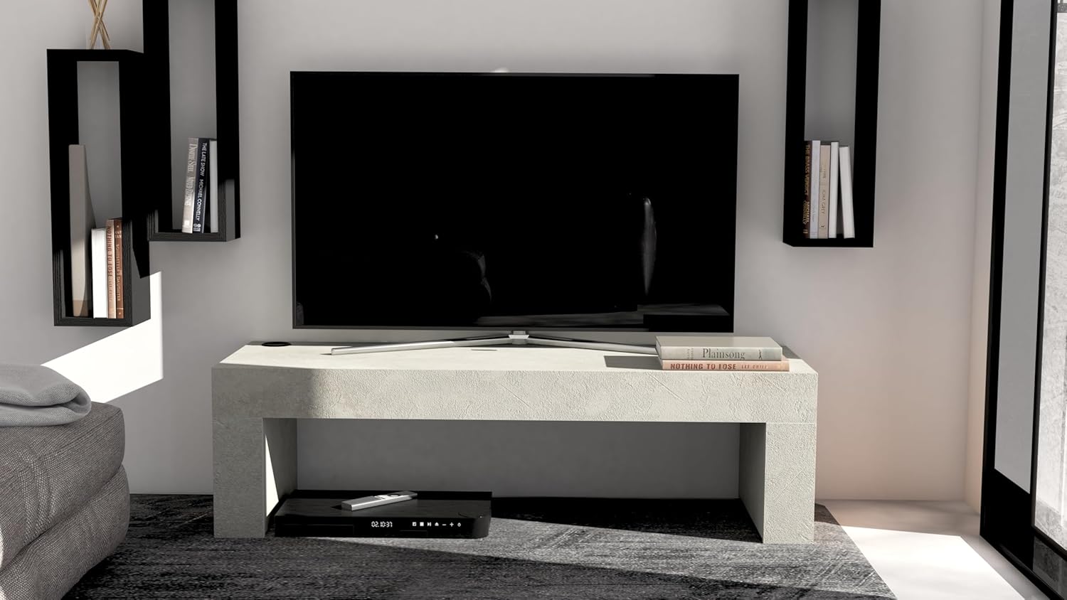 Mobili Fiver, Evolution TV Stand 47.2x15.7 in, Concrete Effect, Grey, Made in Italy