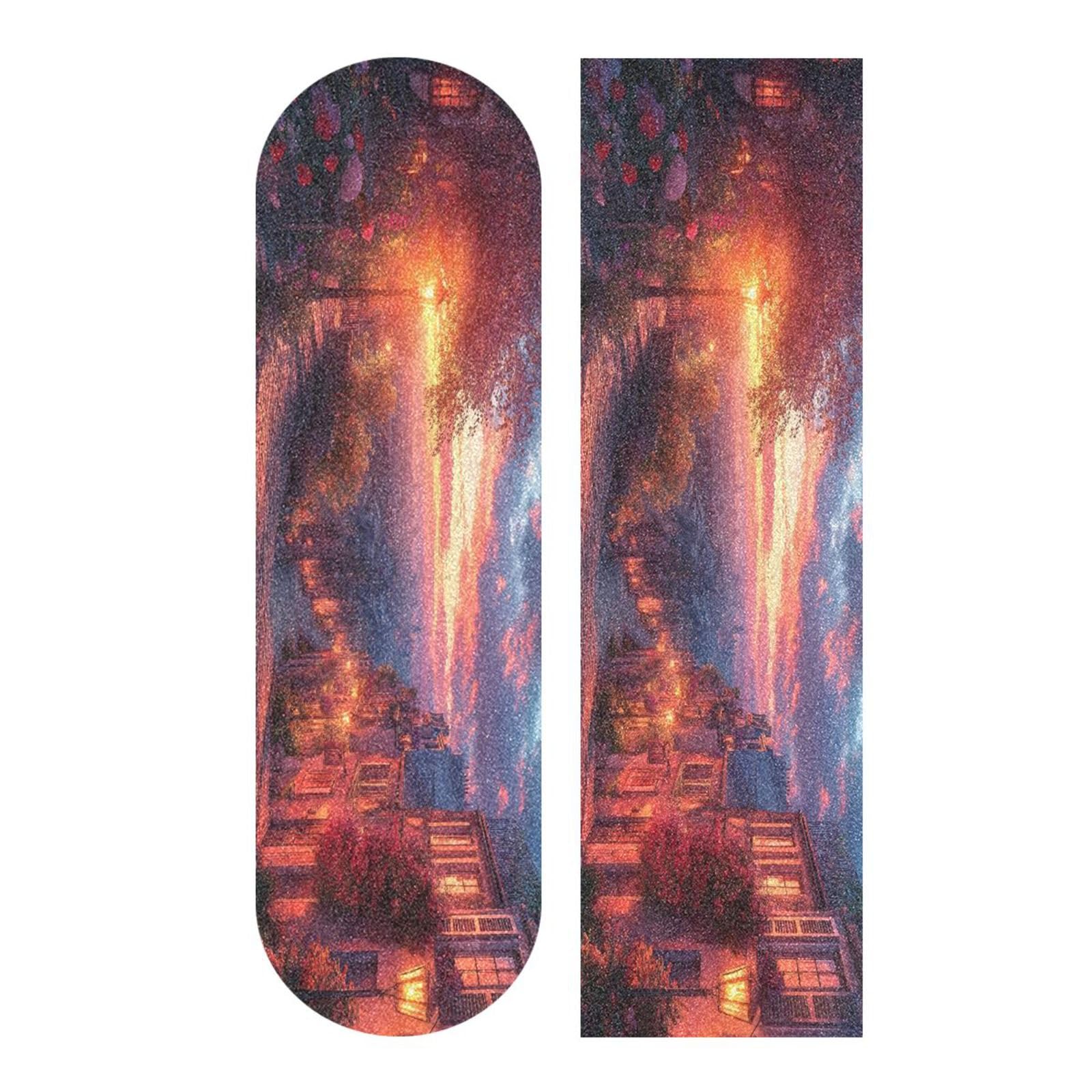 CZXW Romantic Sunset Streetscapes Skateboard Grip Tape Non-Slip Longboard Griptape Skate Board Tapes Sheet for Decor 44