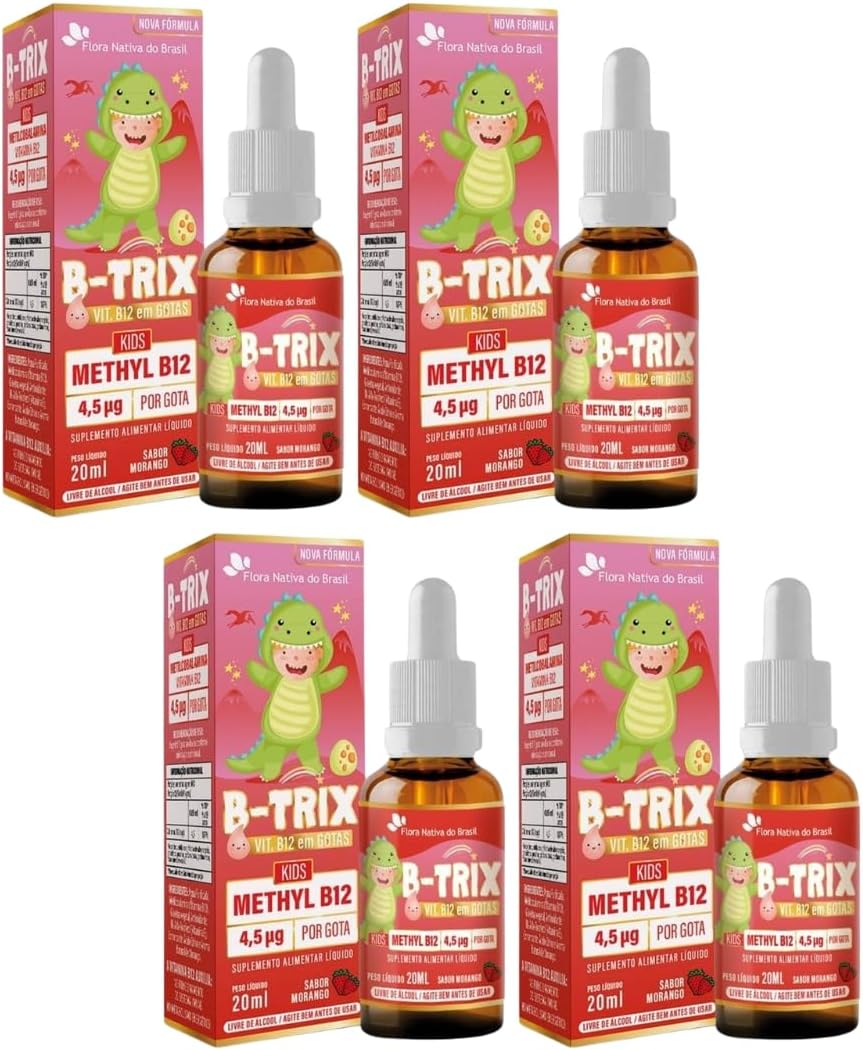 Kit Com 4 B-TRIX Vitamina B12 Kids em Gotas 20ml Flora nativa do Brasil
