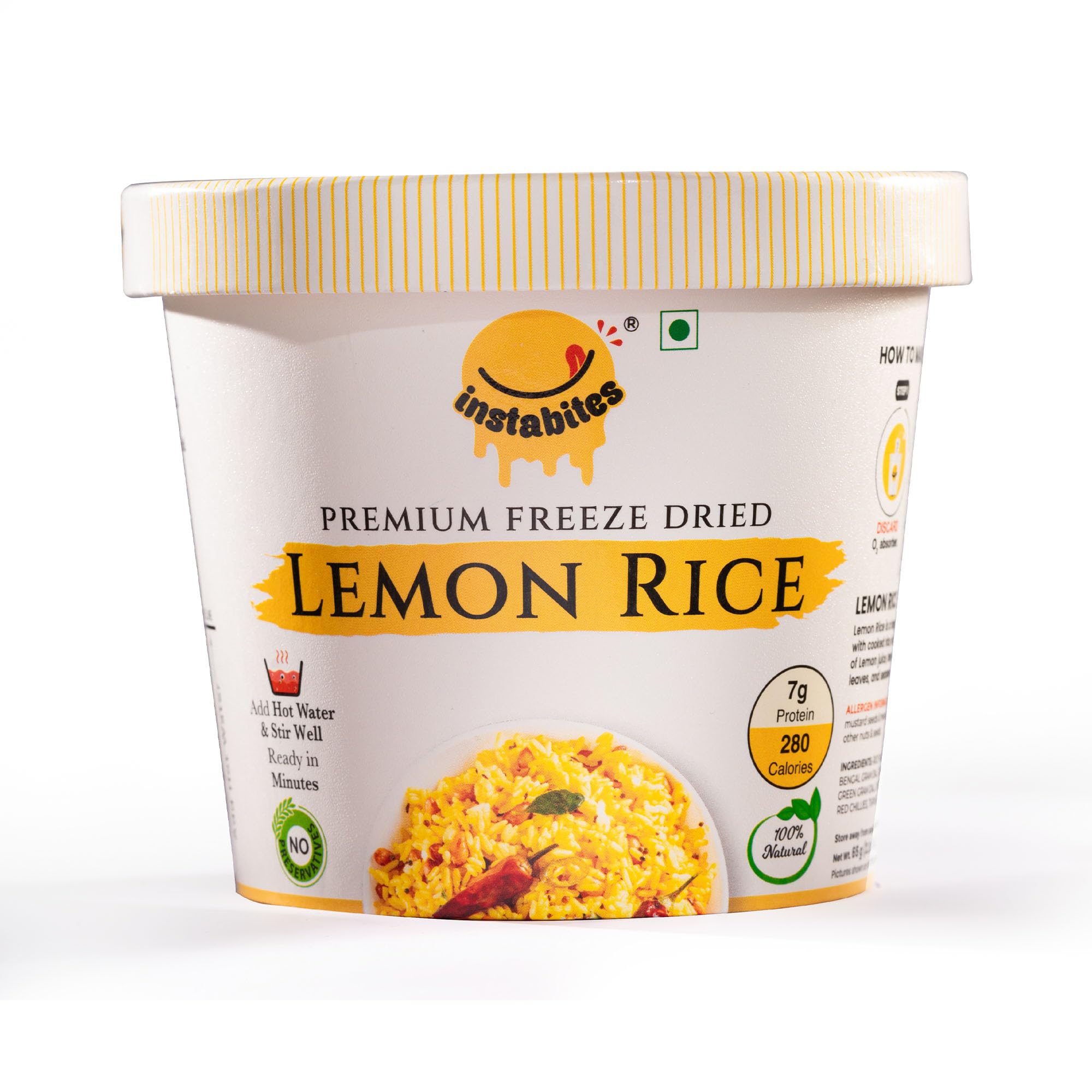 Instabites Ready to Eat Lemon Rice Cup 65g, No Added Preservatives and Ready to Eat in Minutes - Pack of 1 (B0CXY12SR9) Amazon Price History, Amazon Price Tracker