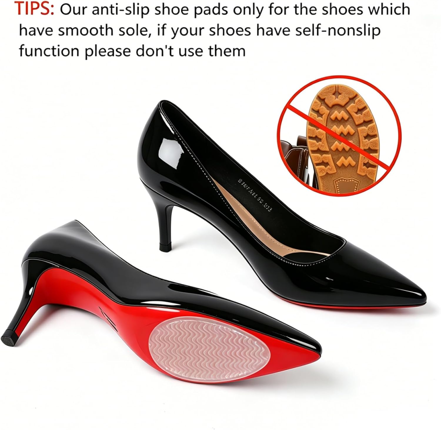 Ashoesert's Clear Non Slip Shoe Pads Grips for Bottom of Shoes, Premium Silicone Self Adhesive Anti Slip Shoe Grips Stickers, High Heels Non Skid Sole Protectors