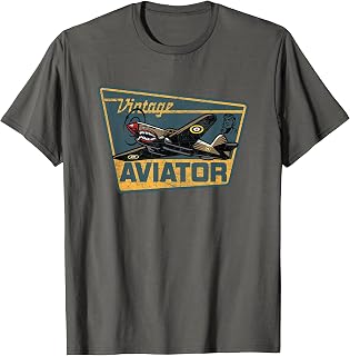 WW2 Vintage Aviator Airplane Aircraft Pilot P40 Warhawk Gift T-Shirt