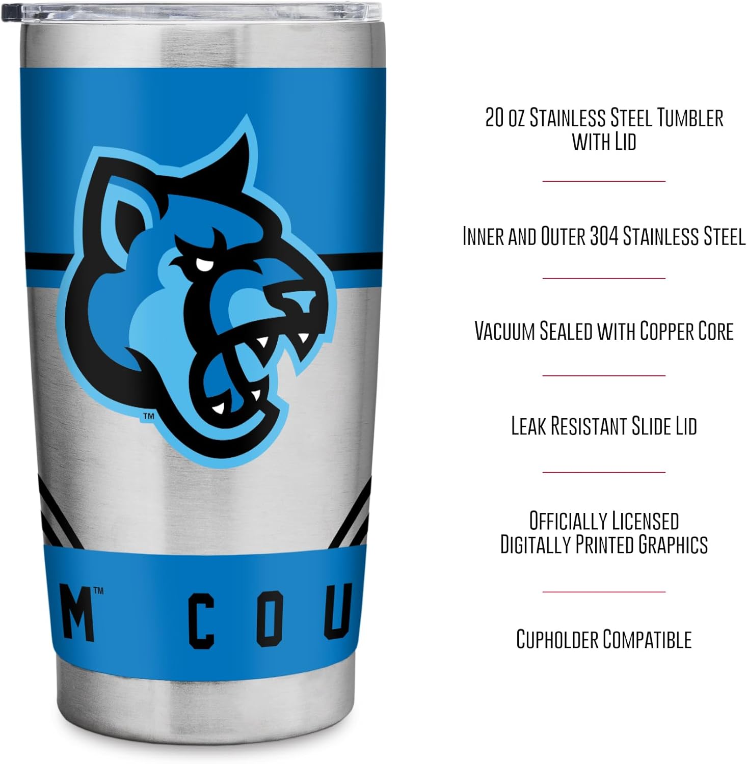 Rico Industries NCAA Hunter Hawks Standard 20oz Stainless Steel Tumbler with Lid - Great For Coffee, Tea, Water or Cocktails - Image 7