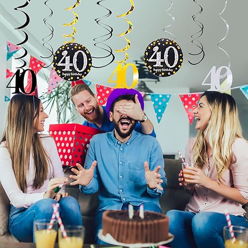 Miniatura 6 de Decoraciones de cumpleaños número 21, 30, 50 y 80 años, remolinos colgantes para hombres y mujeres (18)