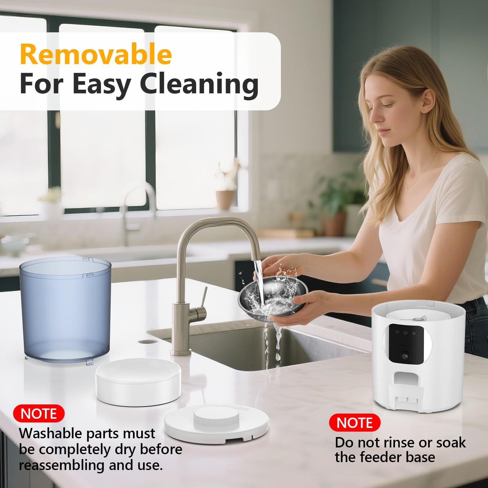 6L Distributore Automatico Cibo Gatti, telecamera WIFI 1080P HD, Ciotola inox, programmabile porzionato, anti-intasamento e chiusura automatica dell'uscita, batteria di riserva