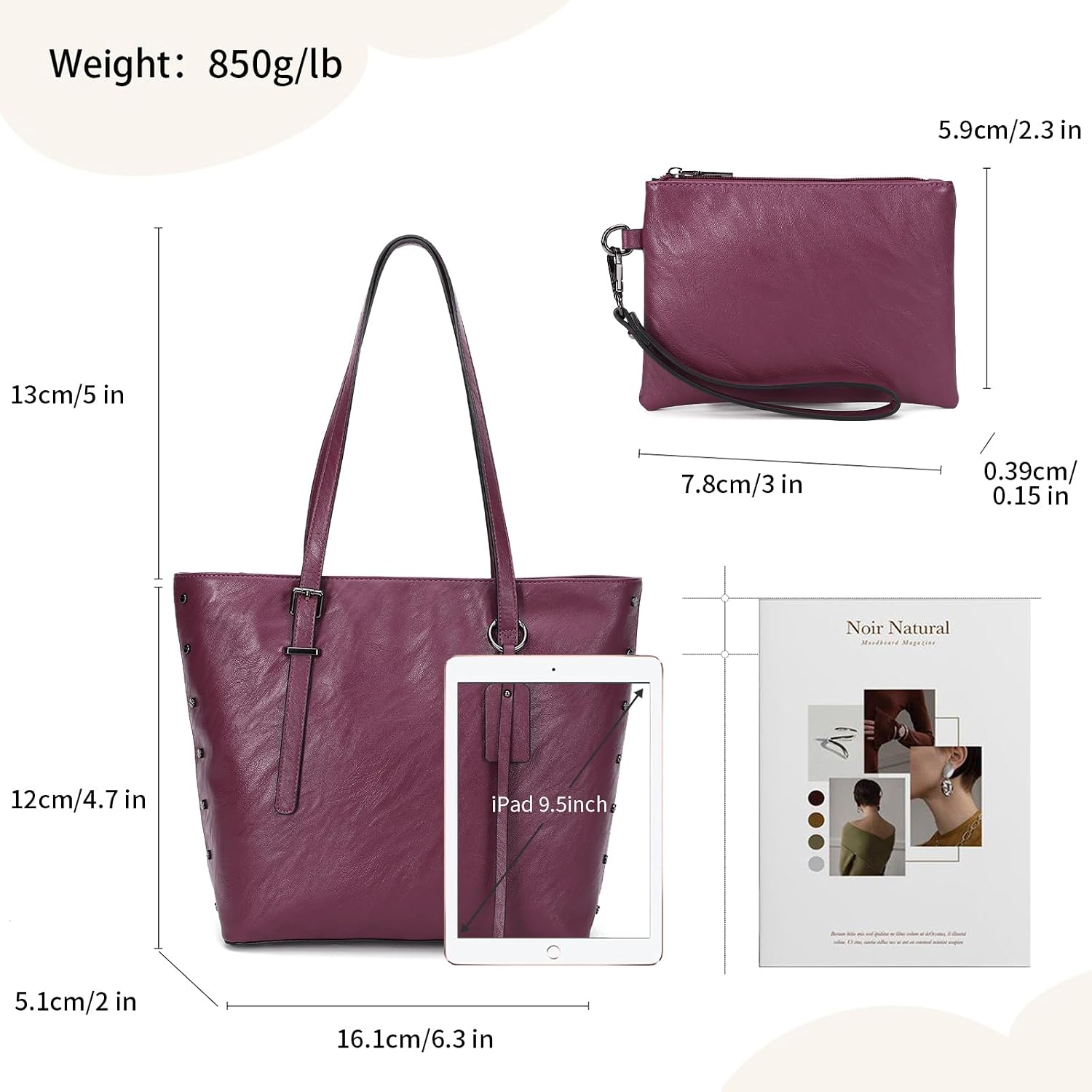 KL928 Handbag for Women Tote Bag PU Leather Large Shoulder Bag Top Handle Satchel Purses 2Pcs Set