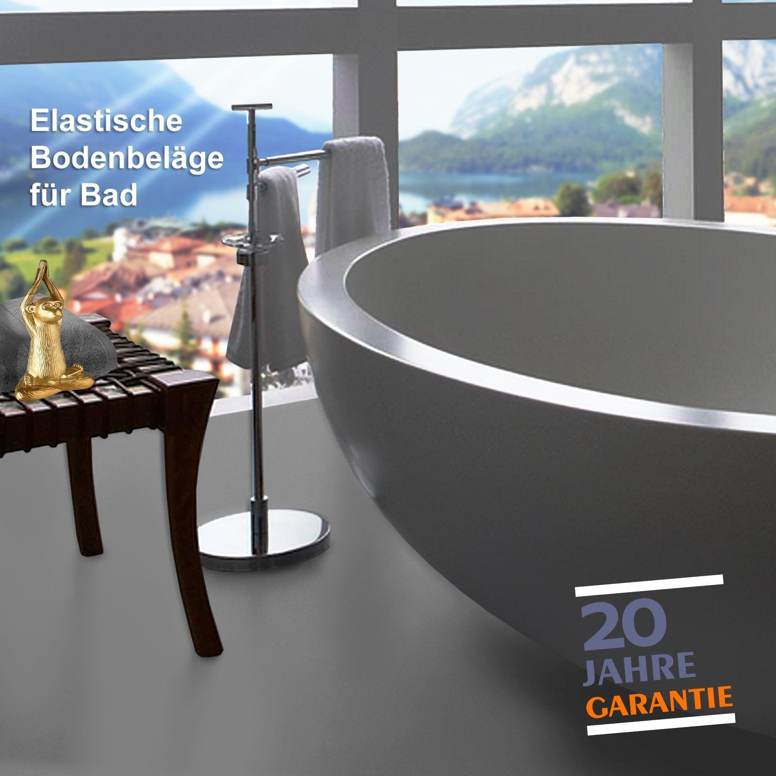 KARAT Revêtement de Sol CV Expotop - Sol en PVC - Antidérapant et Facile d'entretien - Moquette de Sol en PVC pour Cuisine Salon Couloir Salle de Bain - sans phtalates (200 x 250 cm, Gris)