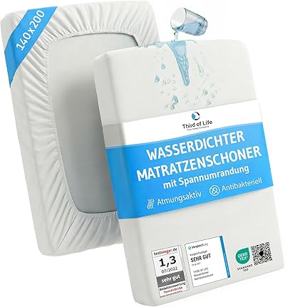 Matratzenschoner 140x200cm wasserdicht, Atmungsaktiver Matratzenbezug 140x200 cm, Anti-Milben Matratzenschutz, Wasserundurchlässige Matratzenauflage, Hygienischer Matratzen-Topper mit Rundumgummi