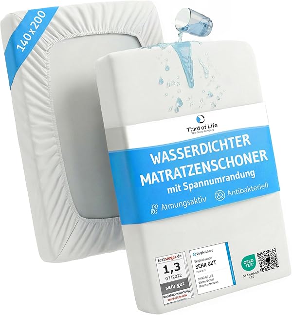 Matratzenschoner 140x200cm wasserdicht, Atmungsaktiver Matratzenbezug 140x200 cm, Anti-Milben Matratzenschutz, Wasserundurchlässige Matratzenauflage, Hygienischer Matratzen-Topper mit Rundumgummi