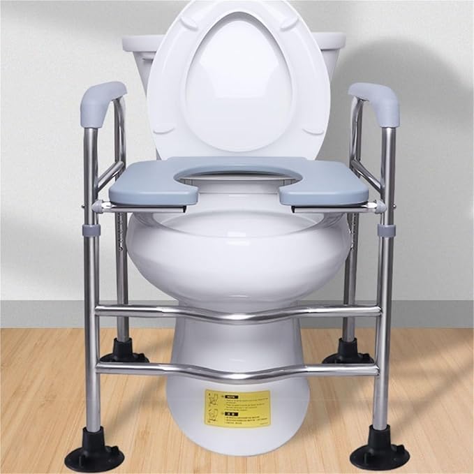 Asiento elevador para inodoro con apoyabrazos, anillo en forma de U para adultos mayores y embarazadas, soporta hasta 330 lb miniatura 2