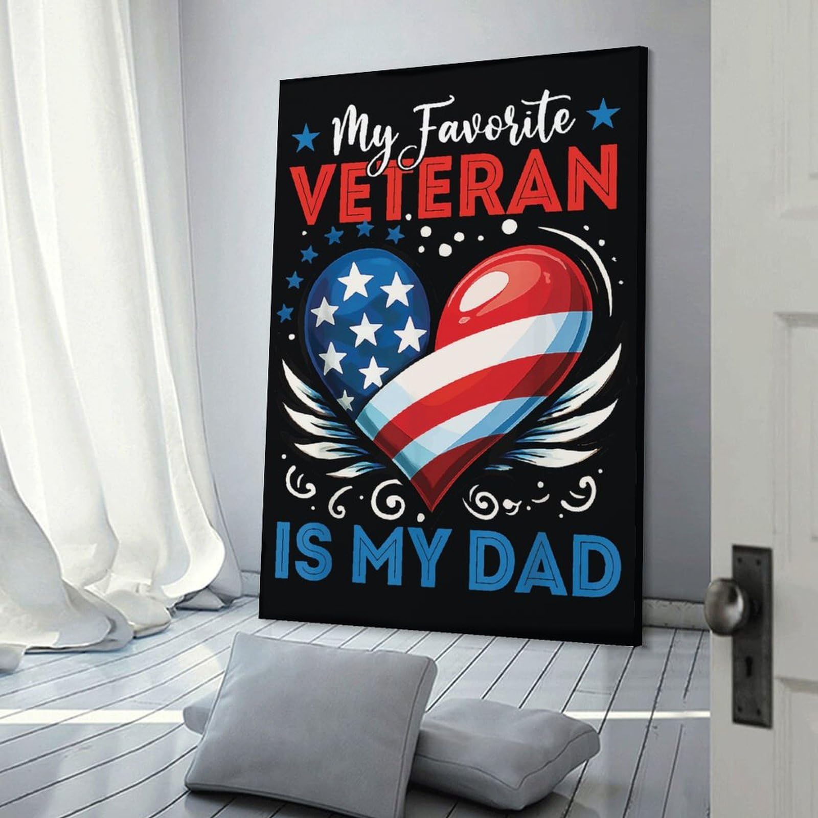 Junmoney My Favorite Veteran Is My Dad Canvas Wall Art 20x30inch(50x75cm), for Work Areas, Reading Rooms Or Studios, A Smart Decor Choice for Study Walls