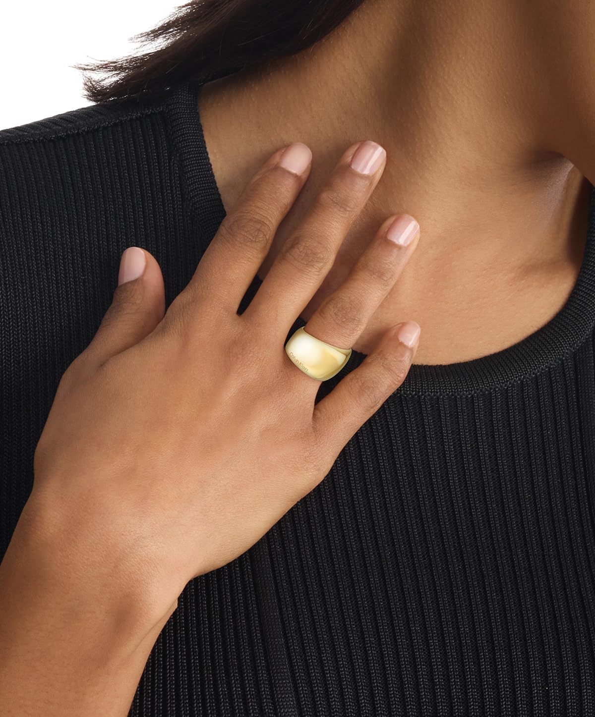Calvin Klein Anillo para Mujer Colección MODERN PURITY en Acero Inoxidable con chapado ionico Oro Amarillo - 35000834E