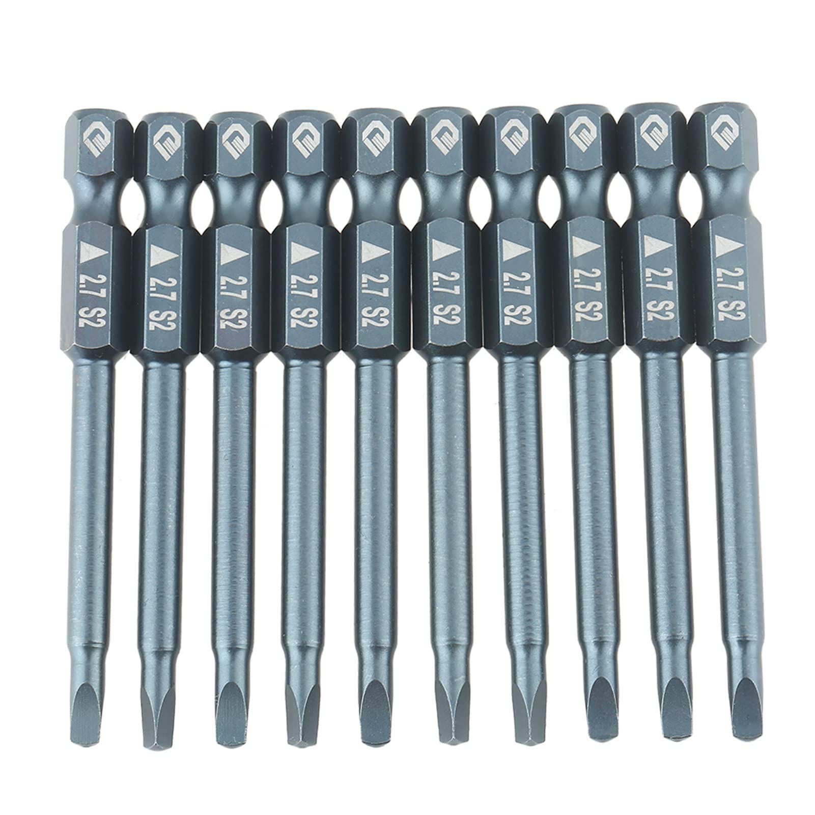 Marhynchus Blue 10Pcs Triangle Head Screwdriver Bits,1/4Inch Shank 65Mm S2 Alloy Steel Triangle Head Screwdriver Bits Set H6.3x65mmx2.7