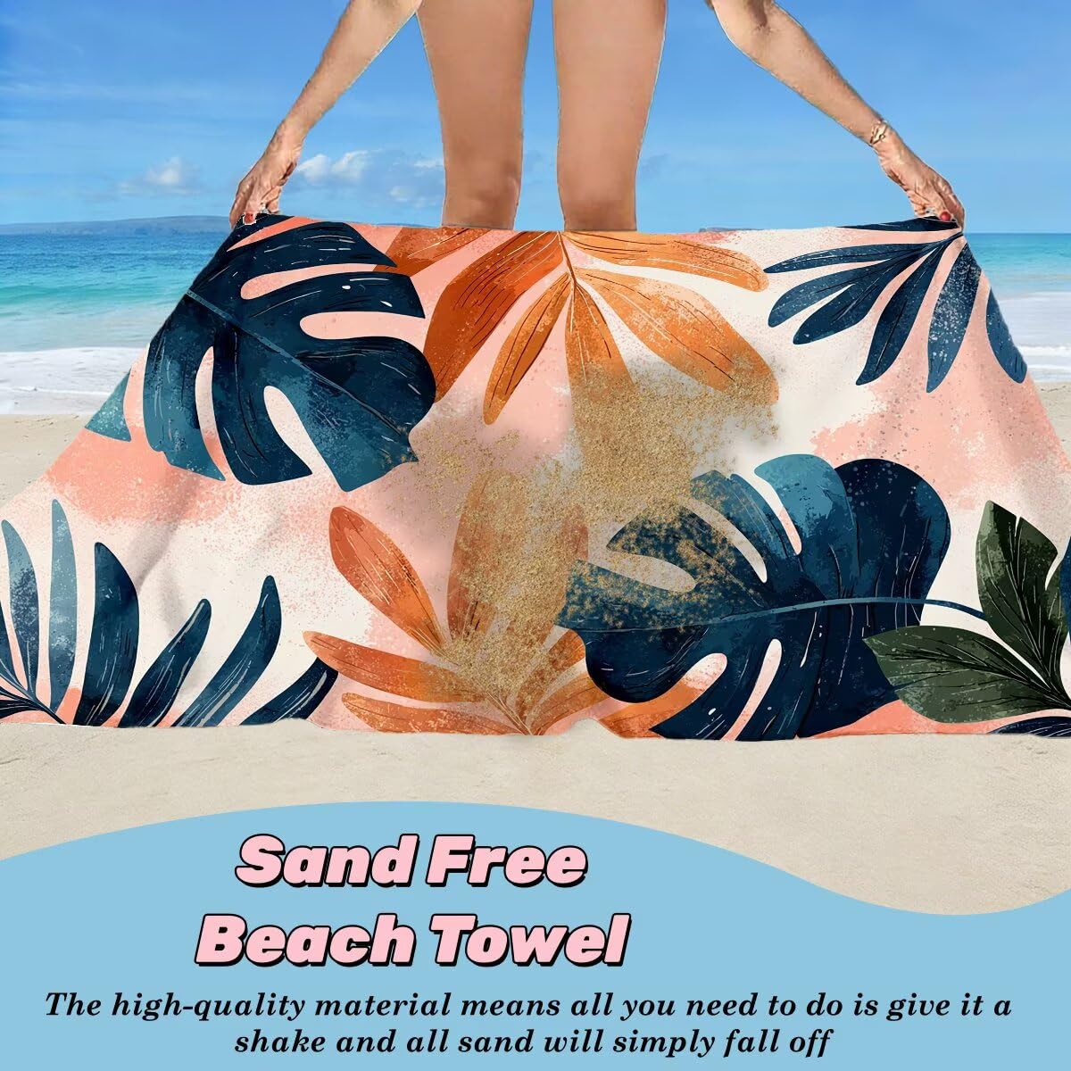 Toalla Playa 80x160 cm, Toalla Gimnasio Microfibra Secado Rapido, Juego de 2 Antiarena Toallas de Playa, Ligera Compacta Toallas Microfibra Grande para Viaje, Regalo Hombre Regalo Mujer (Hoja) -4875