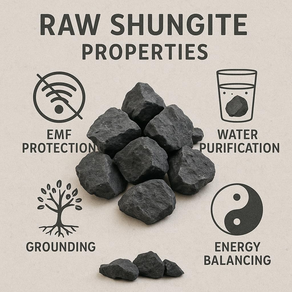 Shungit in Piccolo Pacchetto Grezzo (1 kg), Pietre shungite, sunghite, shungite Originale per purificazione dell'Acqua