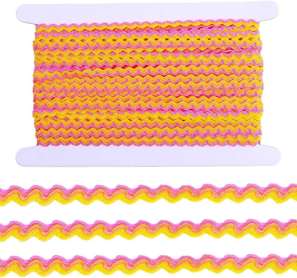 GORGECRAFT 19 Yards Rick Rack Trim RIC Rac Wave Bending Fringe Ribbon 1/4 Inch Two Tone Zig Zag Red Green Woven Braided Fabric for Sewing Hair Bands Wedding DIY Craft Party Xmas Decoration