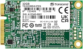 Transcend MSA 370 - Disco Duro sólido Interno SSD mSATA de 32 GB (Flash MLC, DRAM DDR3 Cache, SATA III 6 GB/s), Color Verde